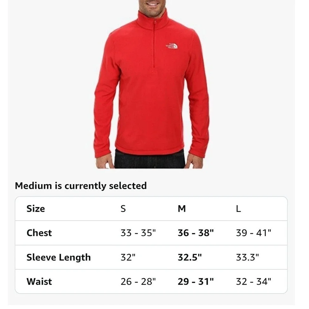 The North Face‎ Fleece Pullover Quarter Zip Red Sweater Mens L/G